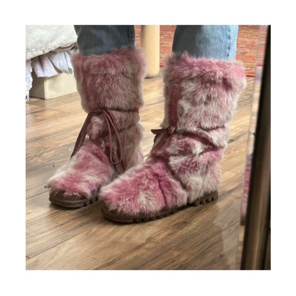 Bebe Rabbit Fur Pink Boots Size 9 EUC